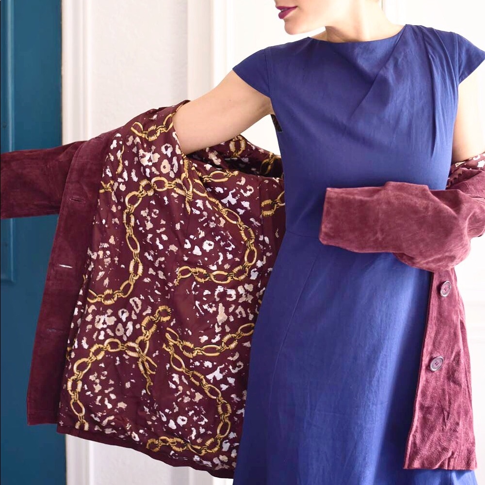 DESIGNER Suede Leather Coat - Picture 2 of 4